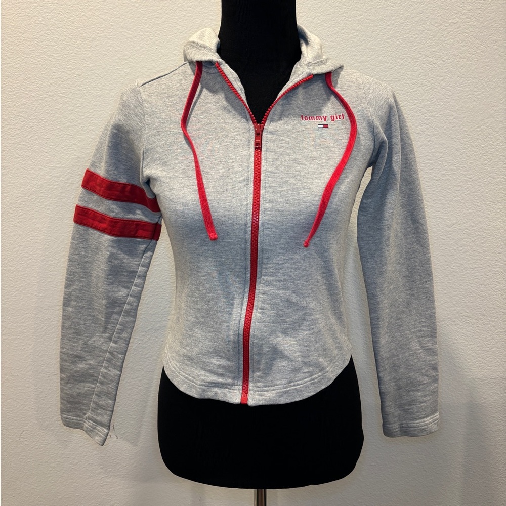 Tommy Hilfiger grey & red zip up hoodie
